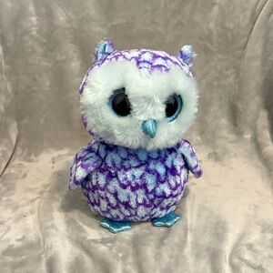 Ty Plush Owl with Purple and Blue Feathers (Oscar)